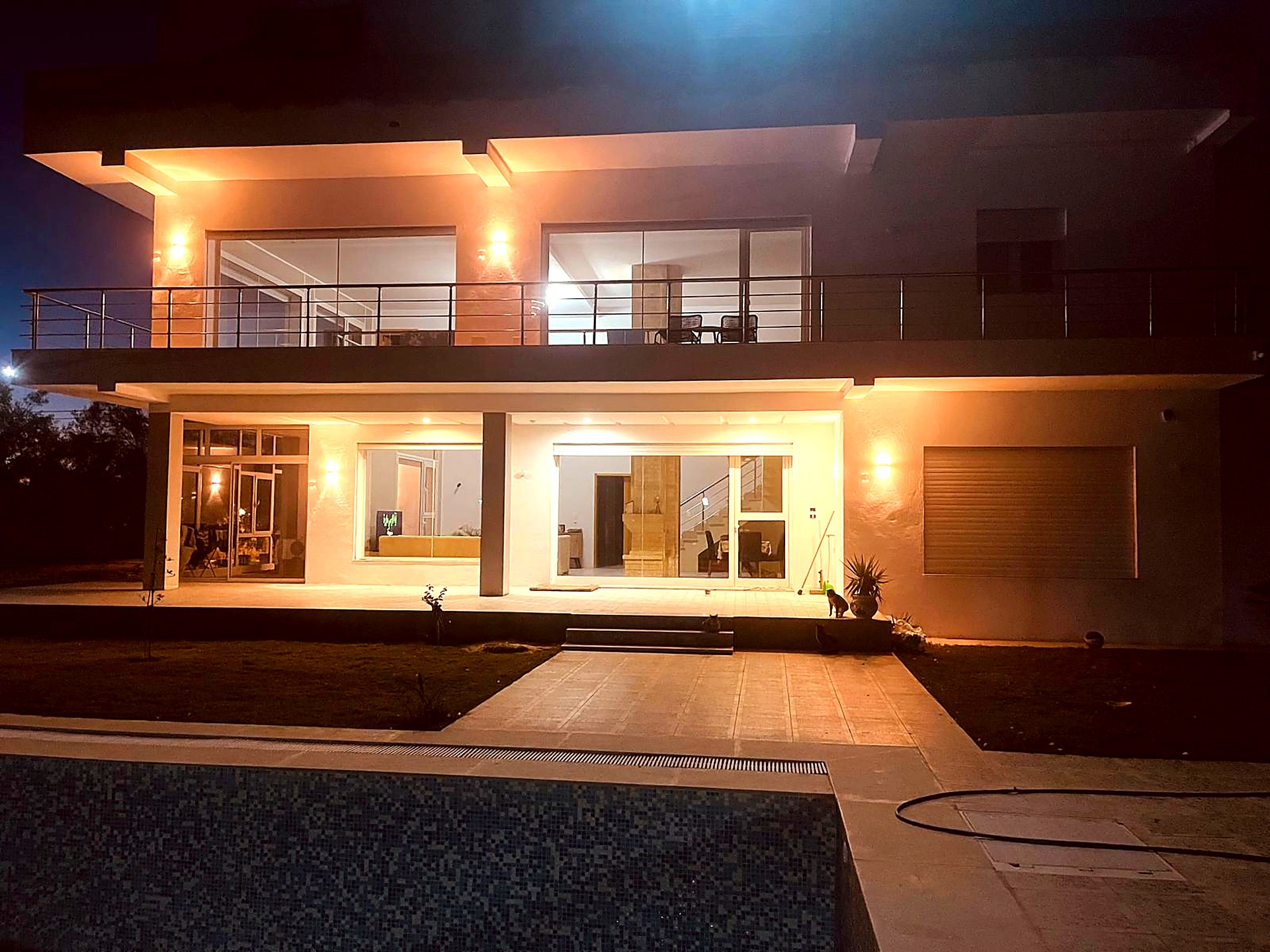 Luxury villa in Yassmine Hammamet with private pool at night
