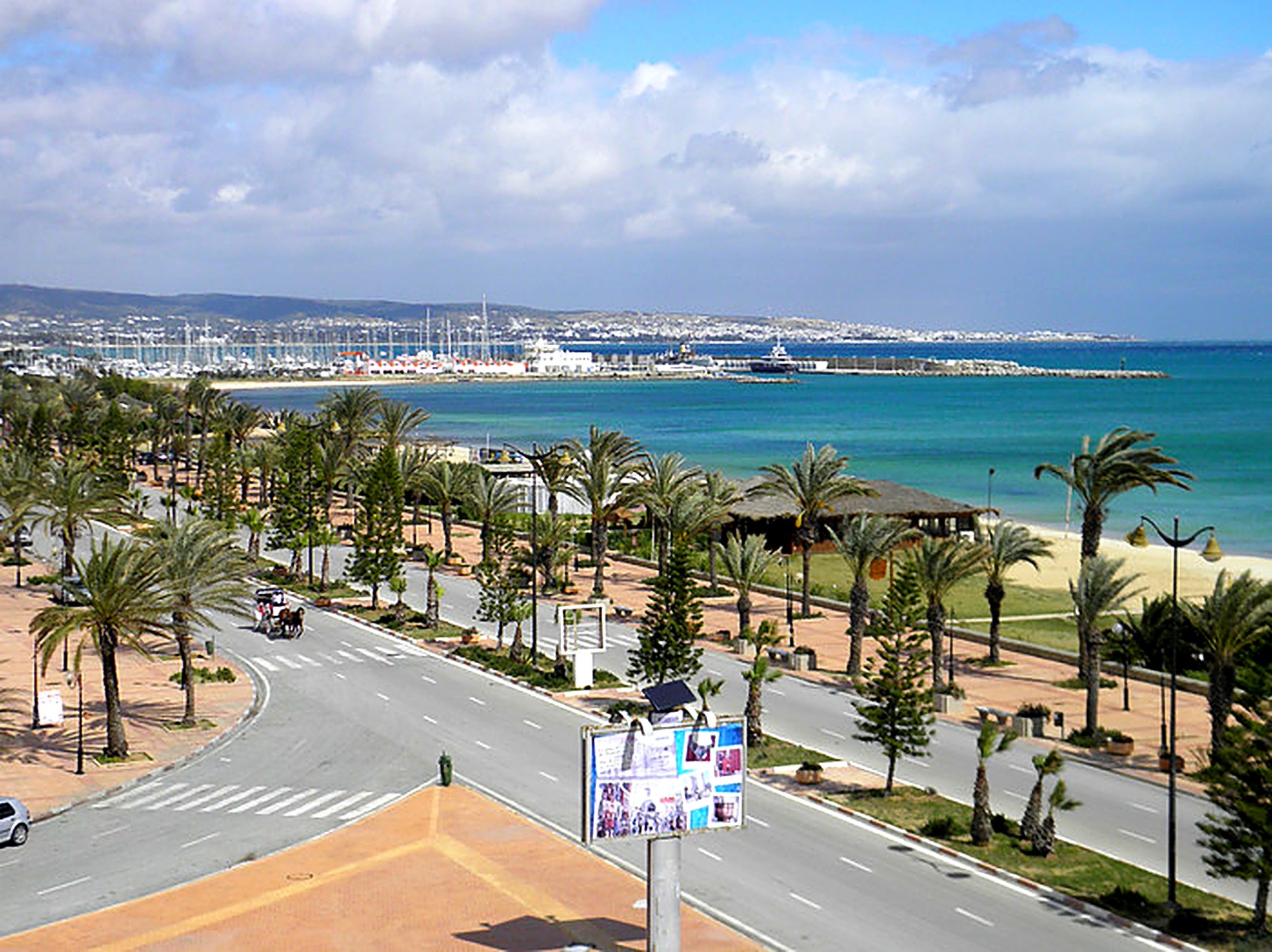 Palm lined road beside Yasmine Hammamet marina