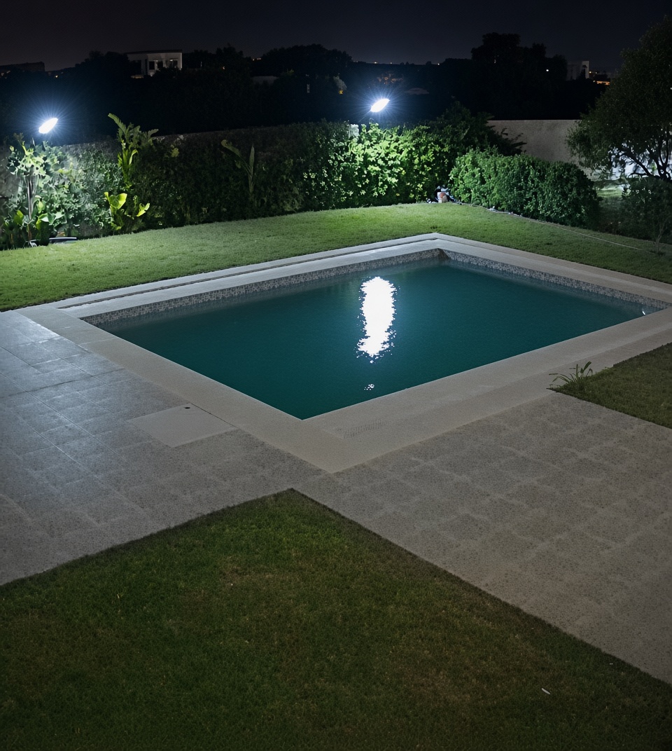 Luxury villa in Yassmine Hammamet with private pool at night