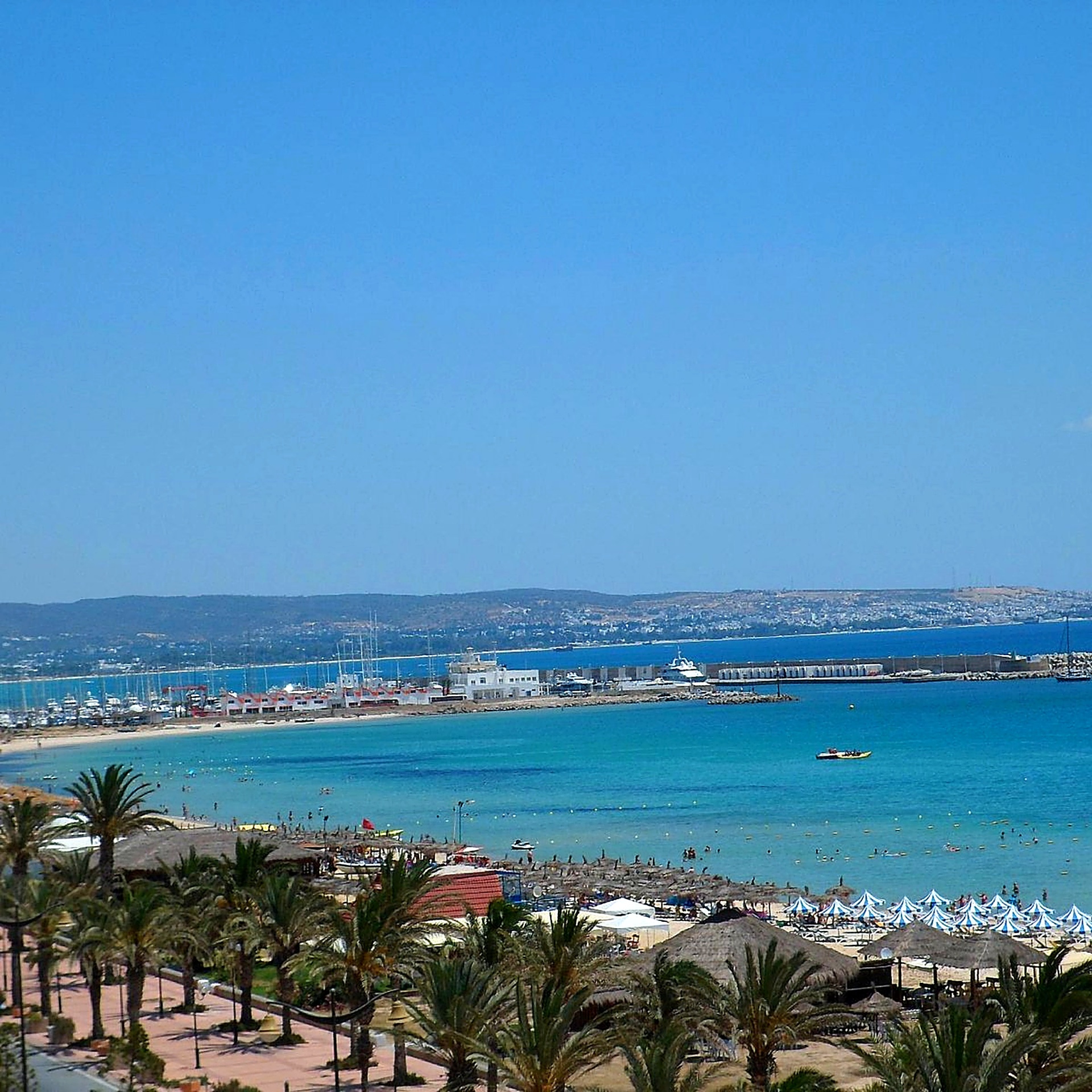 Yasmine Hammamet yacht marina and bay from above