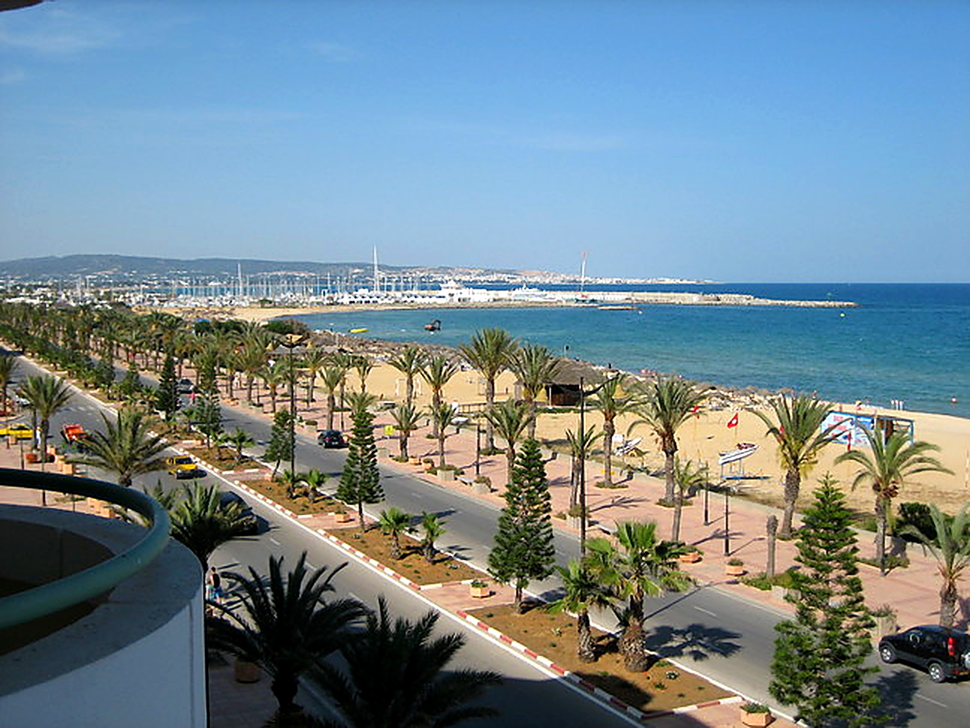 Panoramic view over the Hammamet coastline and marina
