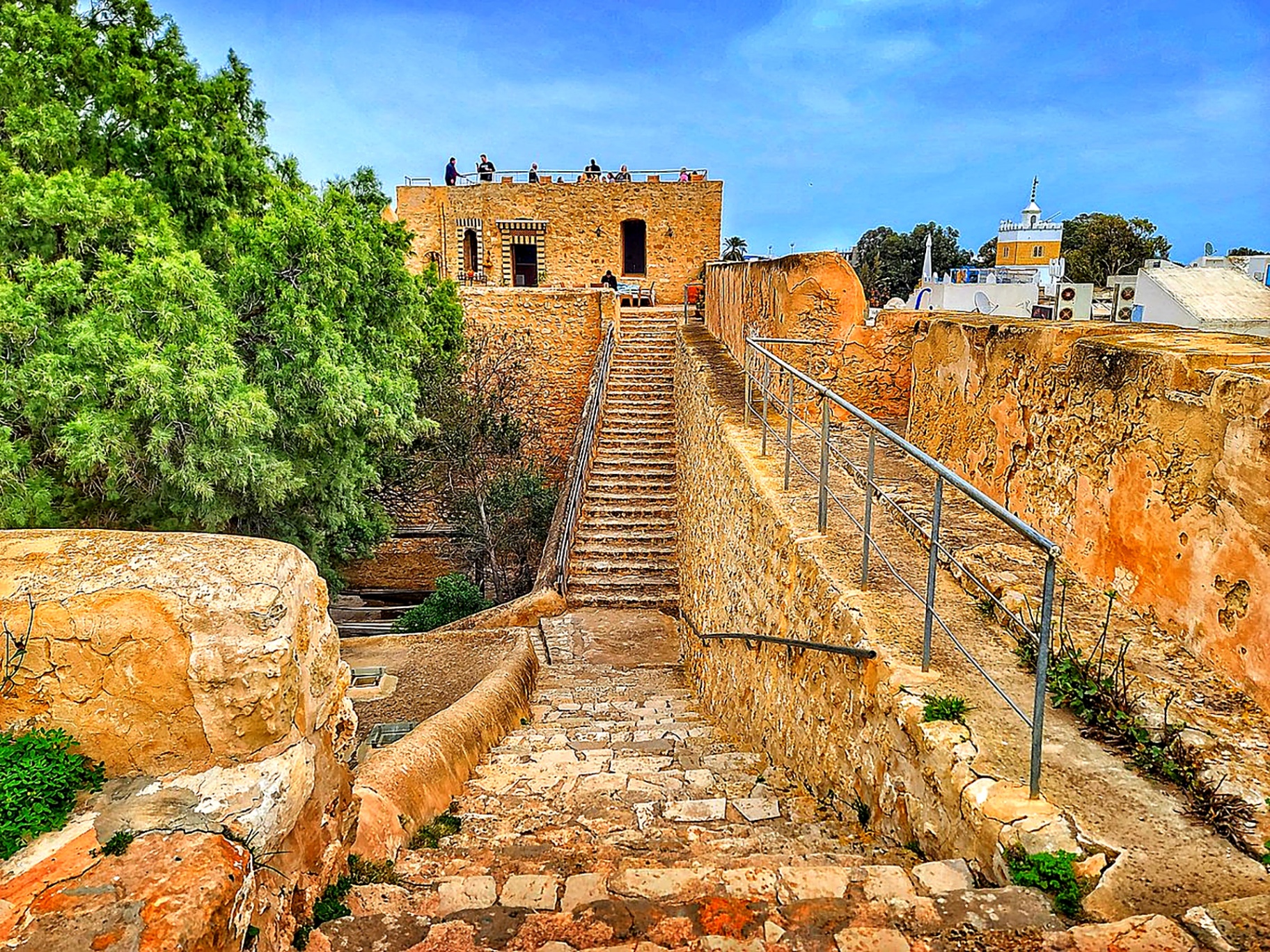 Historic stone stairways inside the Hammamet kasbah